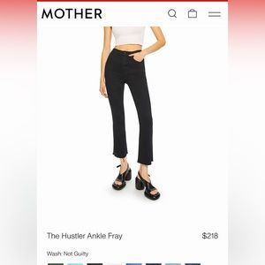 Mother brand black Jeans. Size 28. The Hustler Ankle Fray.